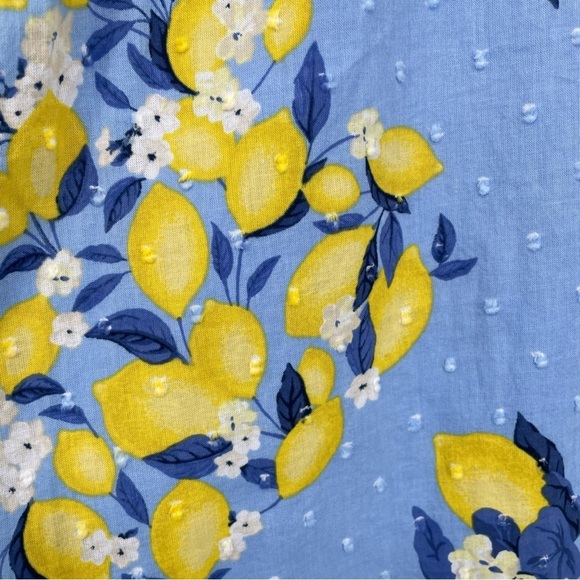 Ann Taylor Tall Ruffle Sleeve Lemon Dotted Swiss Blue Midi Dress Summer 22 Sz M - Picture 10 of 14